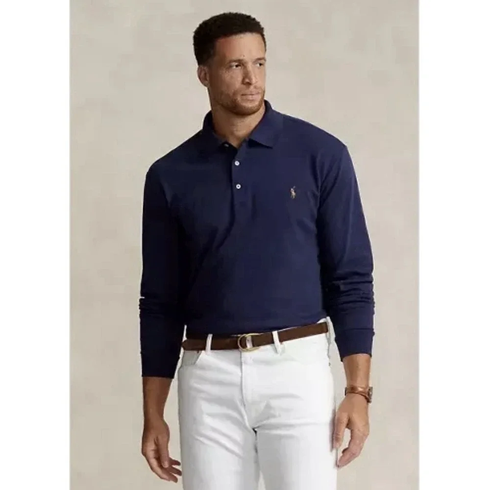 Polo Ralph Lauren Men's Big & Tall Long Sleeve Polo Shirt Brown‎ 2XLT NWT 135$